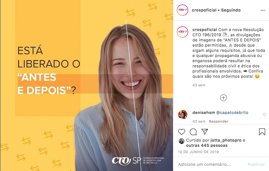 liberação de antes e depois na odontologia